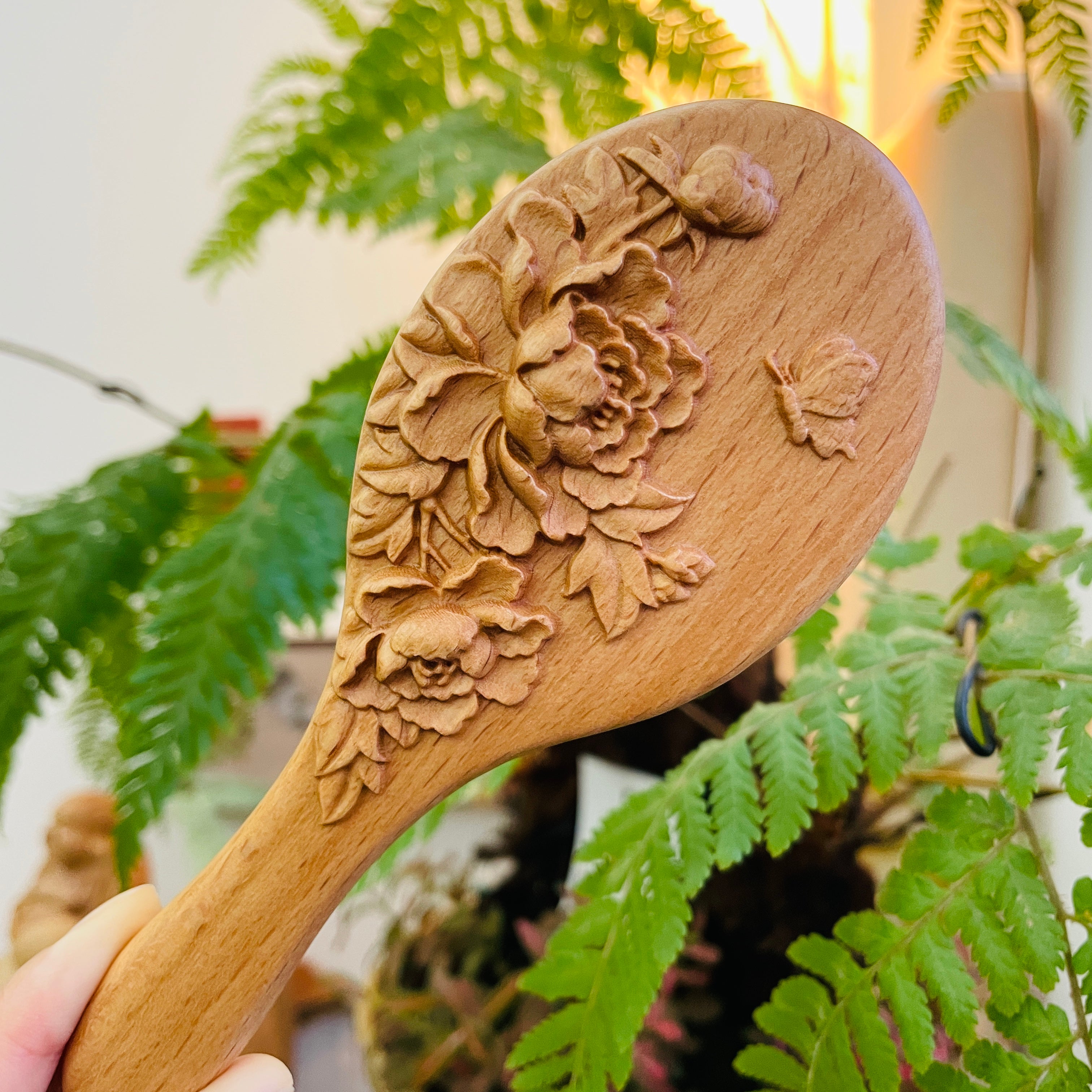 Hand-Carved Wooden Baby Hairbrush (With Handle) | for Newborns & Toddlers