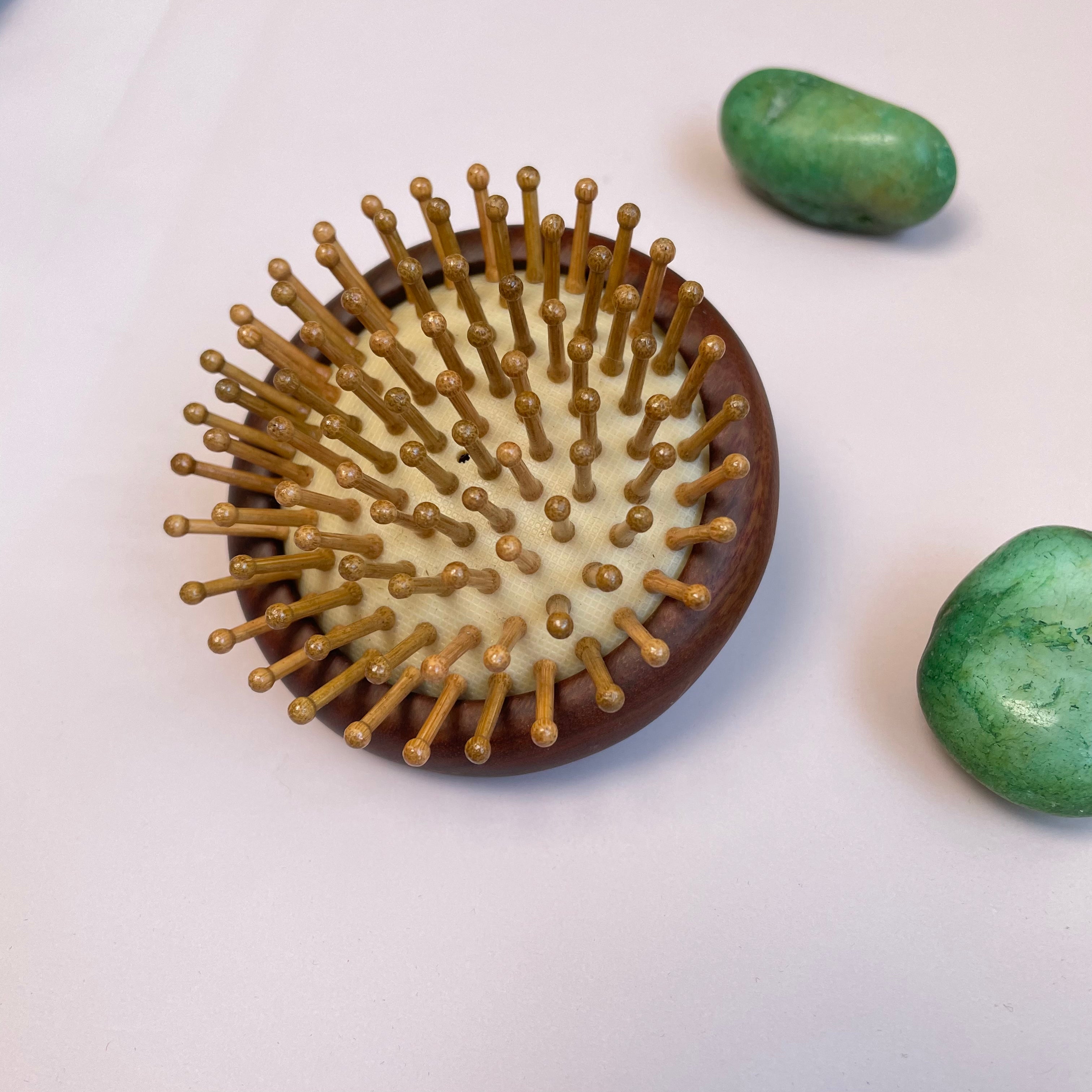 TanmuCare Hand-Carved Wooden Baby Hairbrush (No Handle) | Gentle Bamboo Bristles for Newborns & Toddlers bristles
