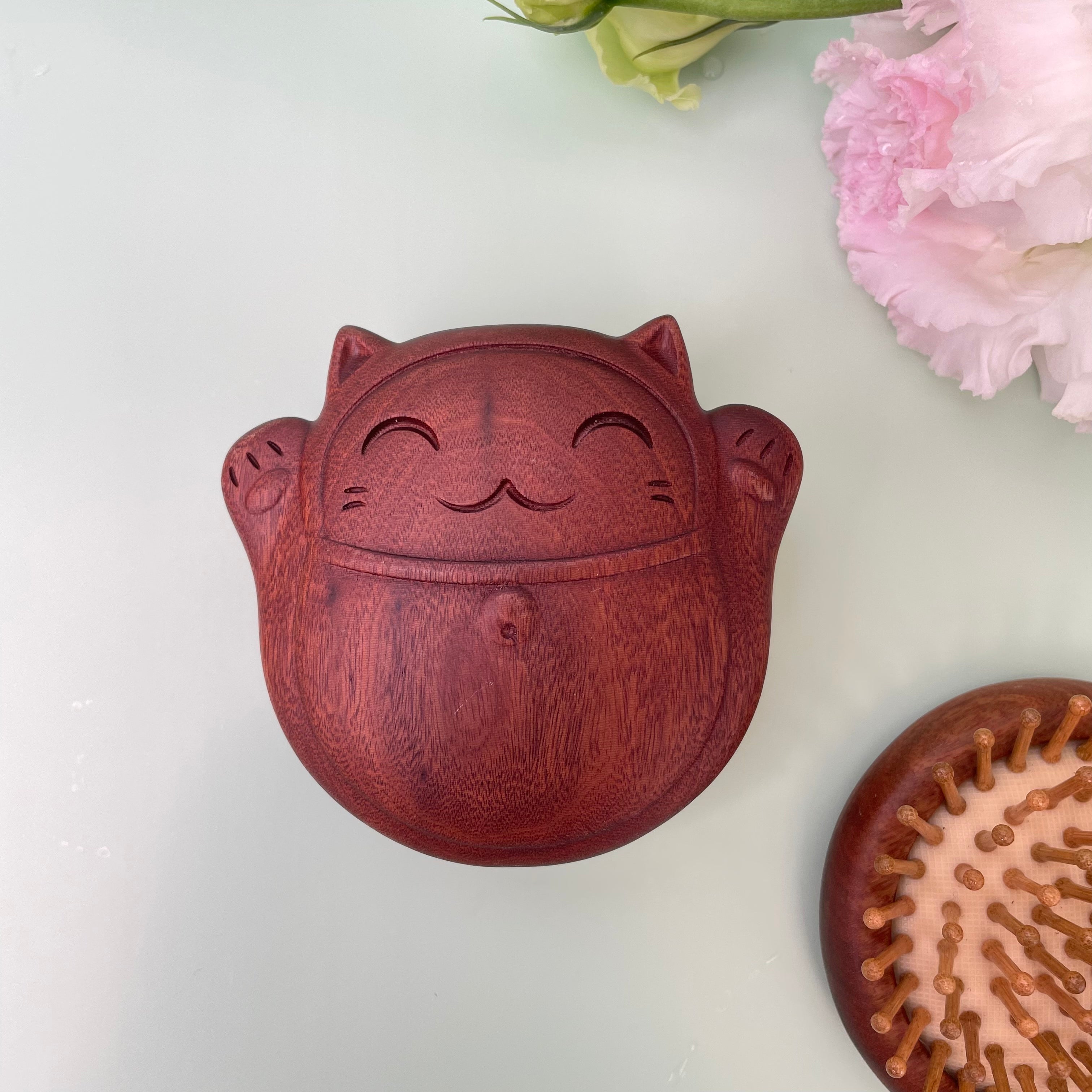 TanmuCare Hand-Carved Wooden Baby Hairbrush (No Handle) | Gentle Bamboo Bristles for Newborns & Toddlers 2