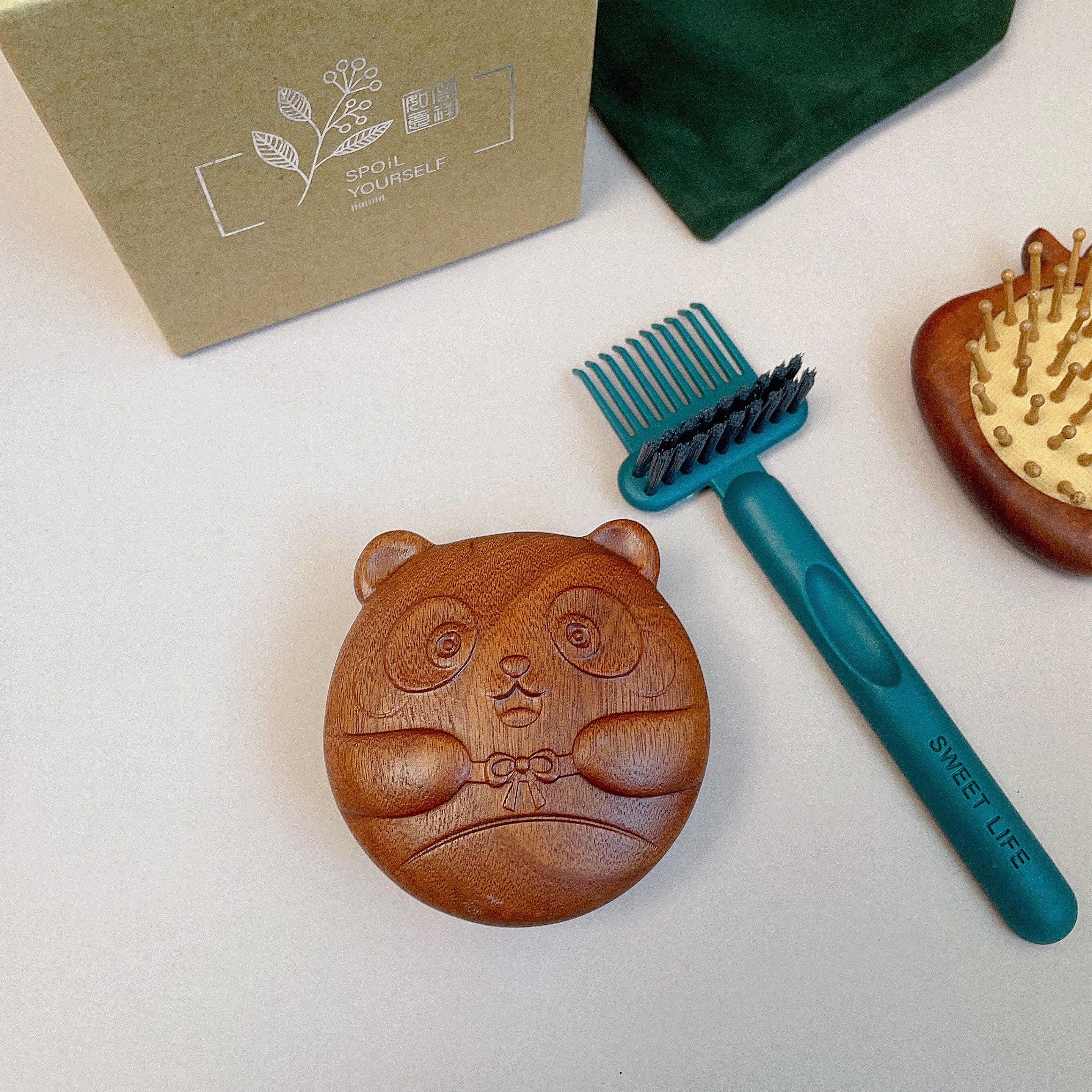 TanmuCare Hand-Carved Wooden Baby Hairbrush (No Handle) | Gentle Bamboo Bristles for Newborns & Toddlers cat2