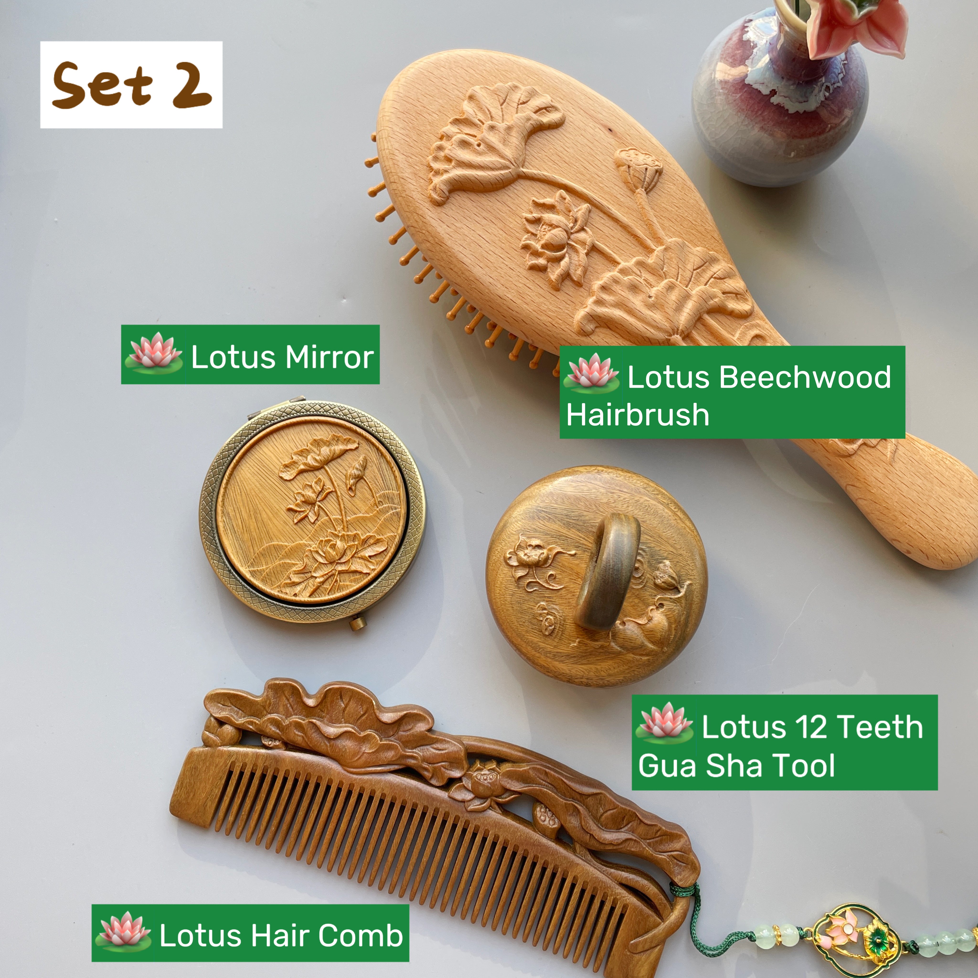 TanmuCare Hair & Holistic Wellness Lotus Pattern Set