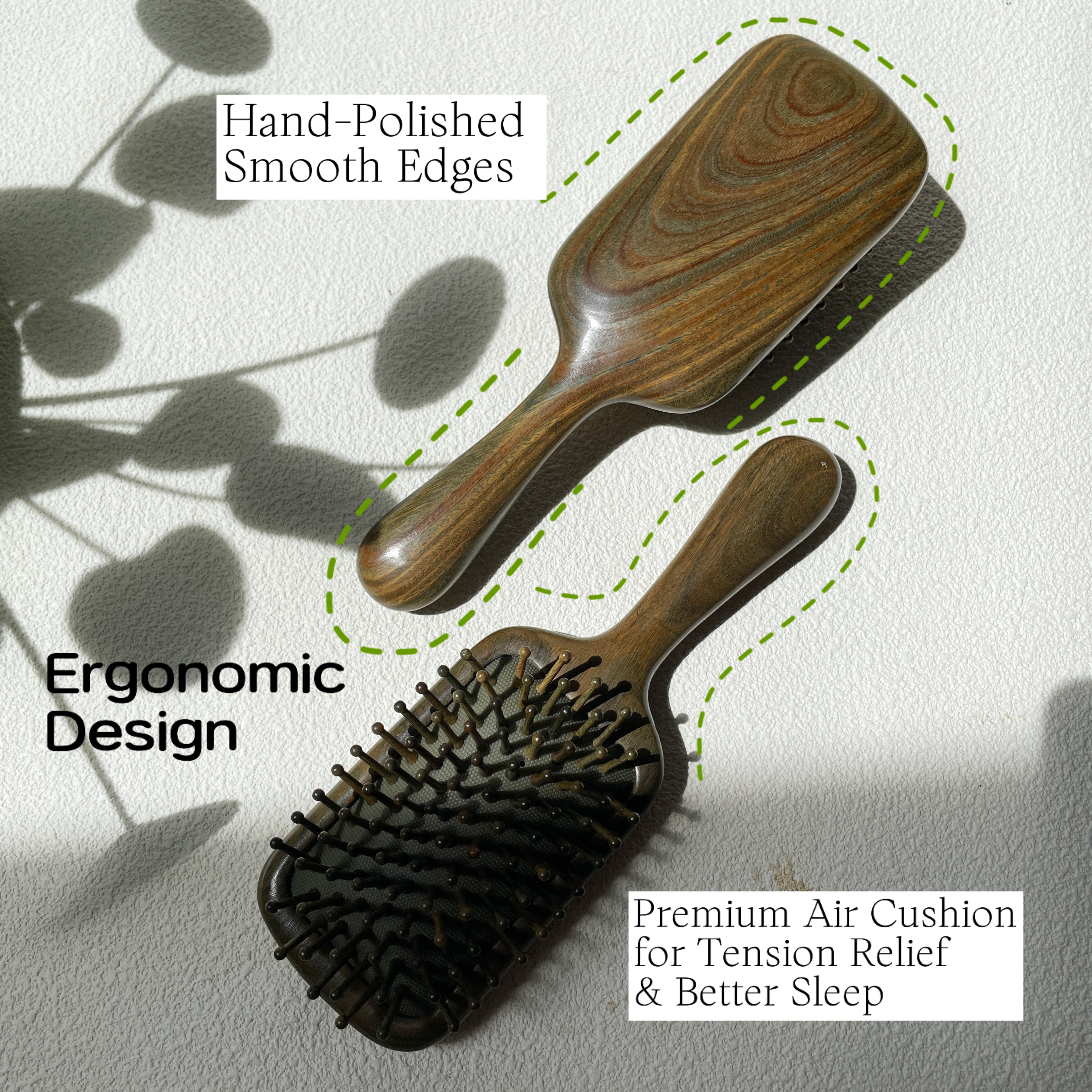 TanmuCare Rectangular Sandalwood Hairbrush – Gentle Detangling & Travel-Friendly