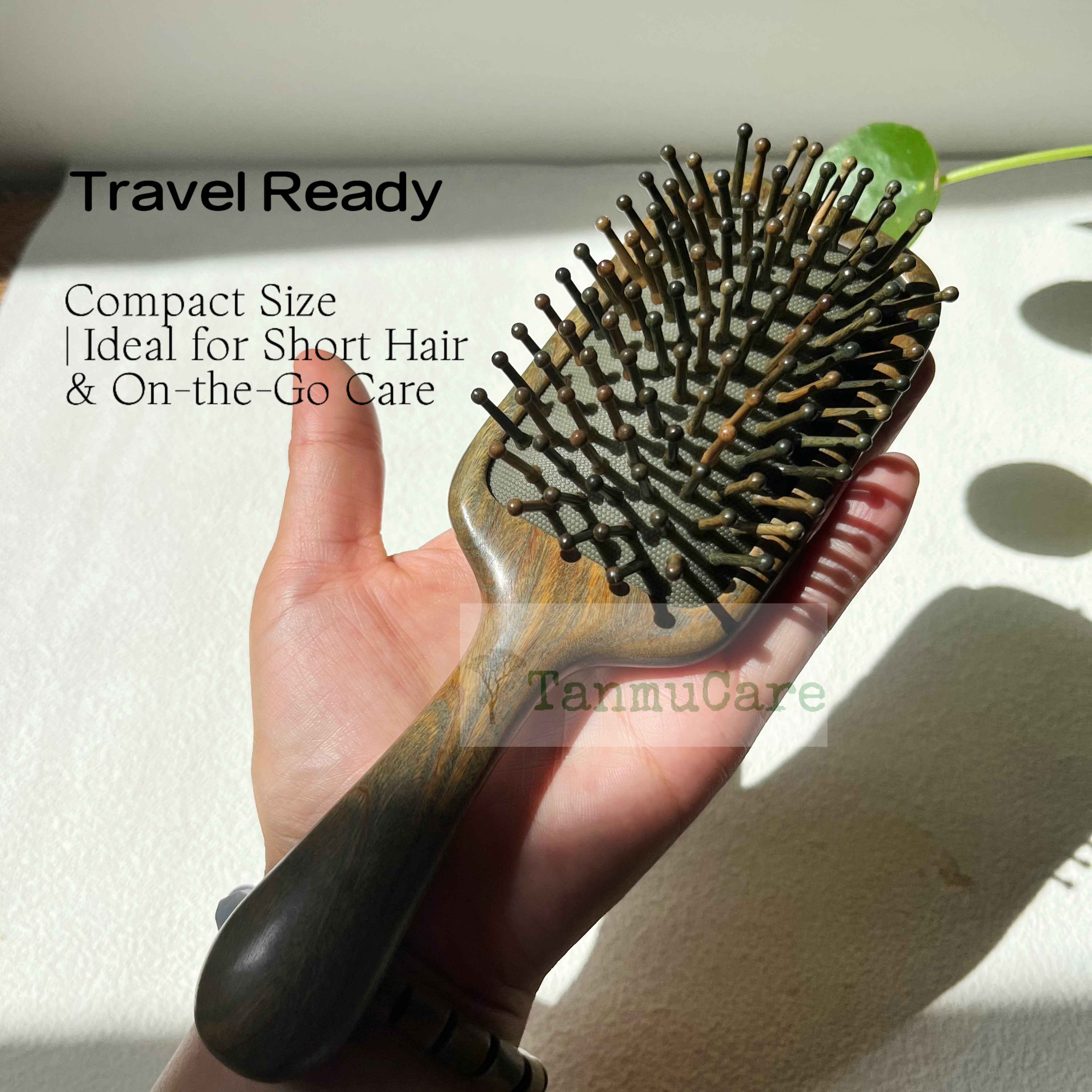 TanmuCare Rectangular Sandalwood Hairbrush – Gentle Detangling & Travel-Friendly