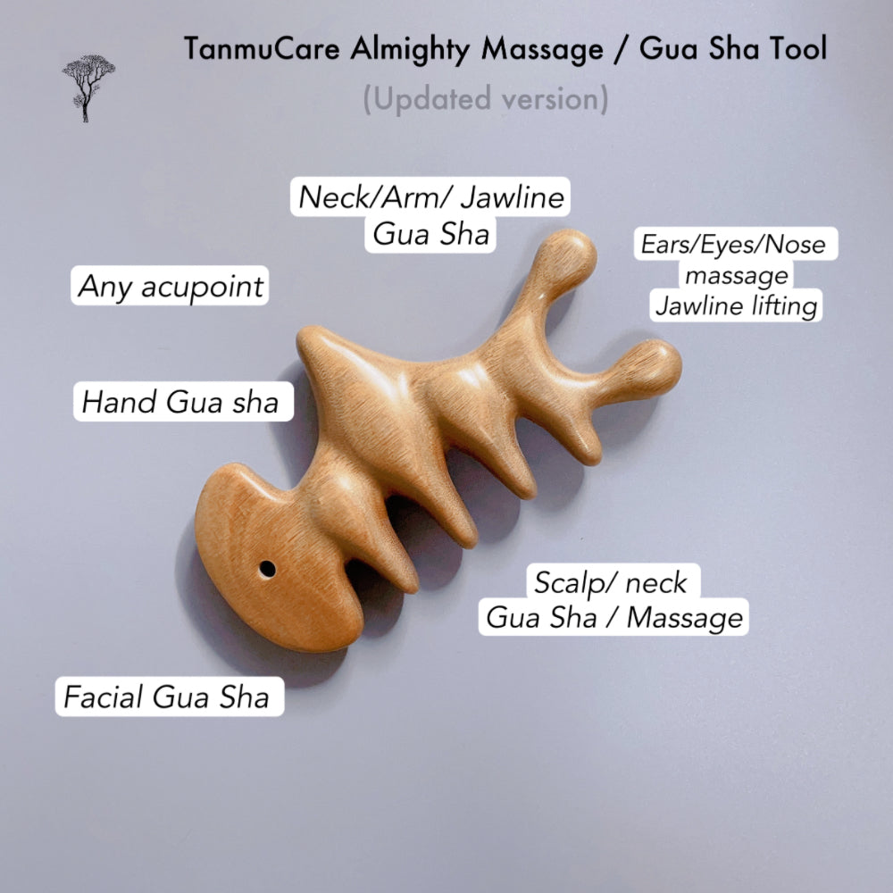 TanmuCare Sandalwood Detangling & Relief Duo: Detangling Hair Brush (L) + Almighty Massage & Gua Sha Tool