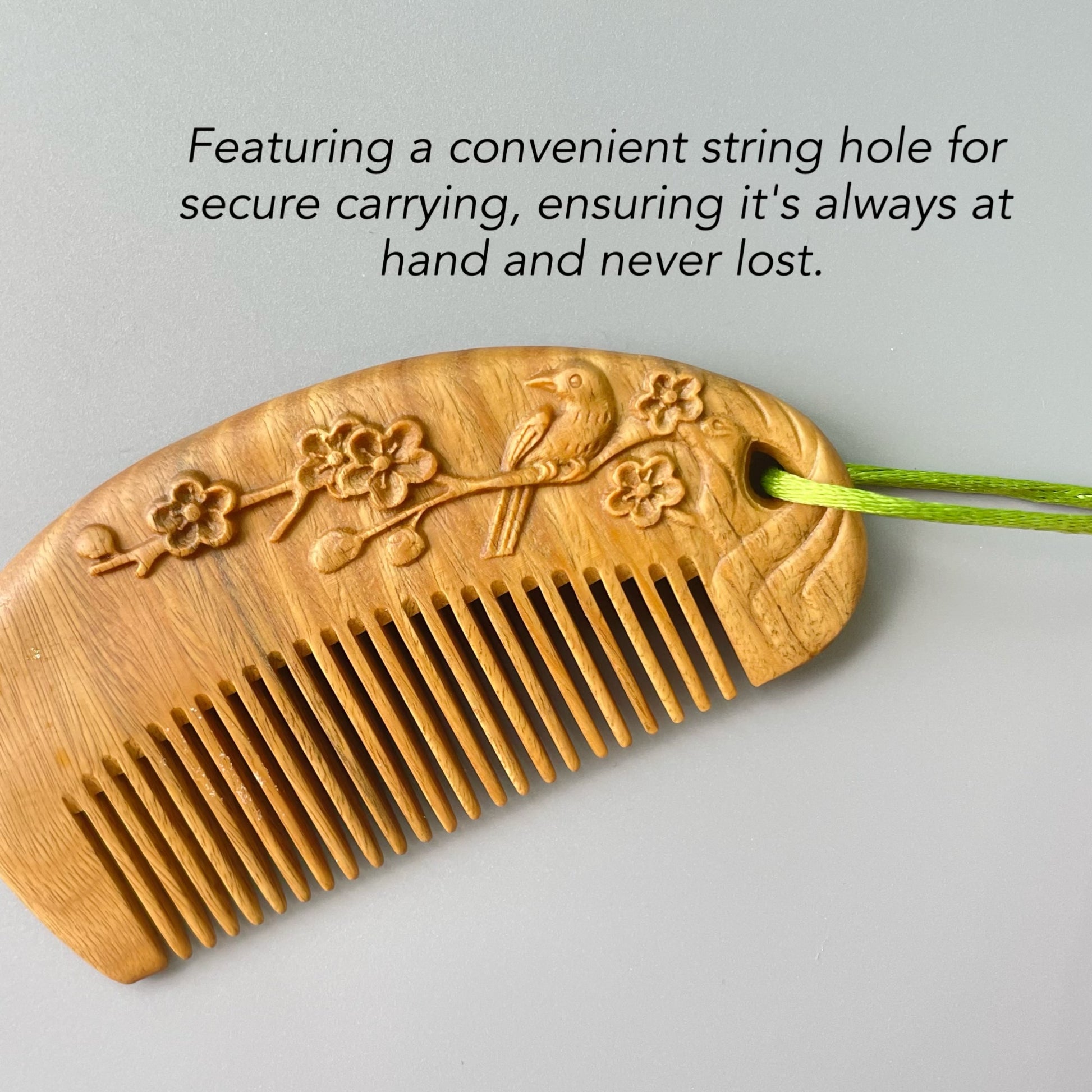 TanmuCare  Sandalwood Handcrafed Magpie Plum Blossom Hair Comb (Semicircle shape) -Thin short hair