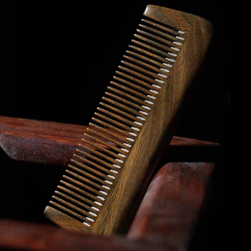 TanmuCare Green Sandalwood Rat -Tail Fine Tooth Wooden Pintail Styling  Comb