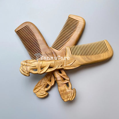 TanmuCare Hand-carved Green Sandalwood Comb- Bamboo Pattern