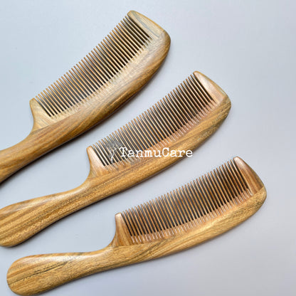 TanmuCare Handcrafted Green Sandalwood Hair Comb- Simple Style