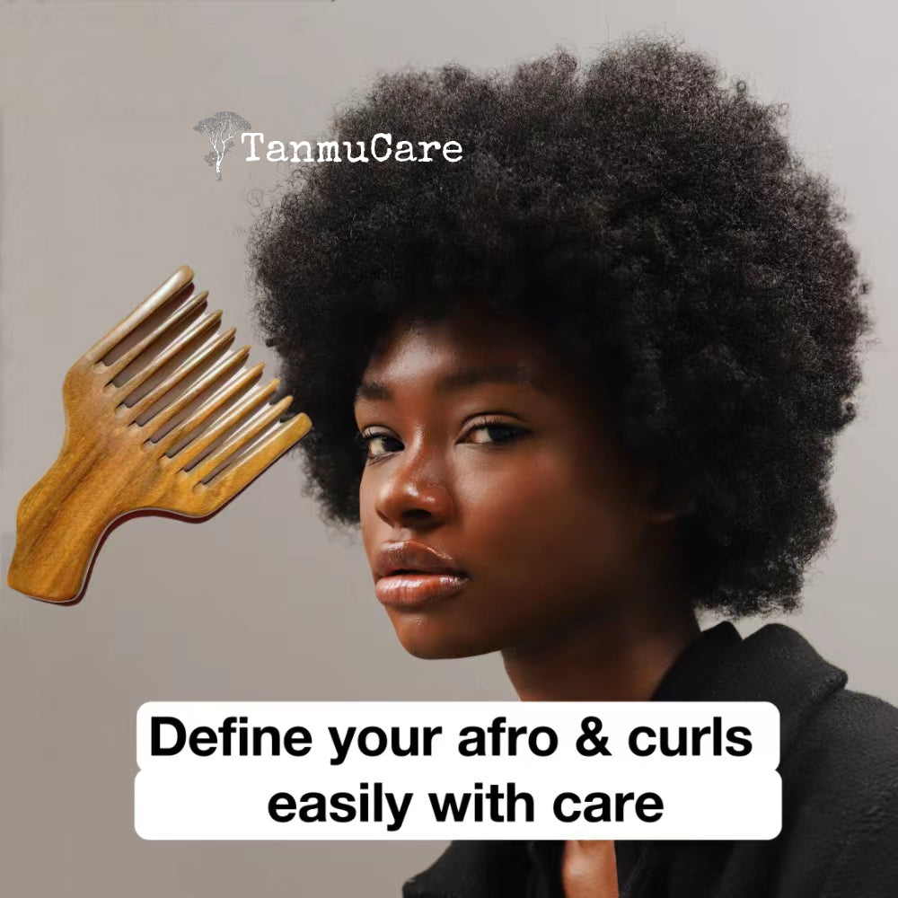 TanmuCare Sandalwood Wide-tooth Afro/Beard Pick Comb Styling Tool