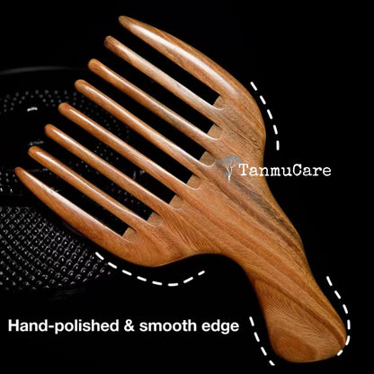 TanmuCare Sandalwood Wide-tooth Afro/Beard Pick Comb Styling Tool