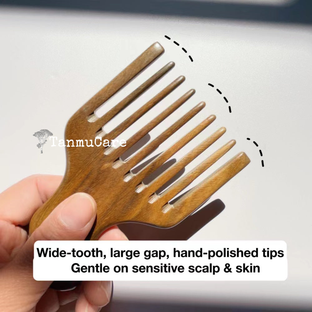 TanmuCare Sandalwood Wide-tooth Afro/Beard Pick Comb Styling Tool