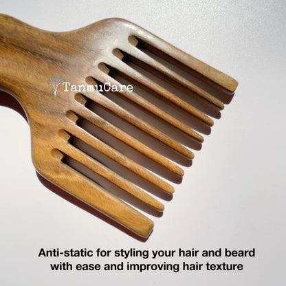 TanmuCare Sandalwood Wide-tooth Afro/Beard Pick Comb Styling Tool