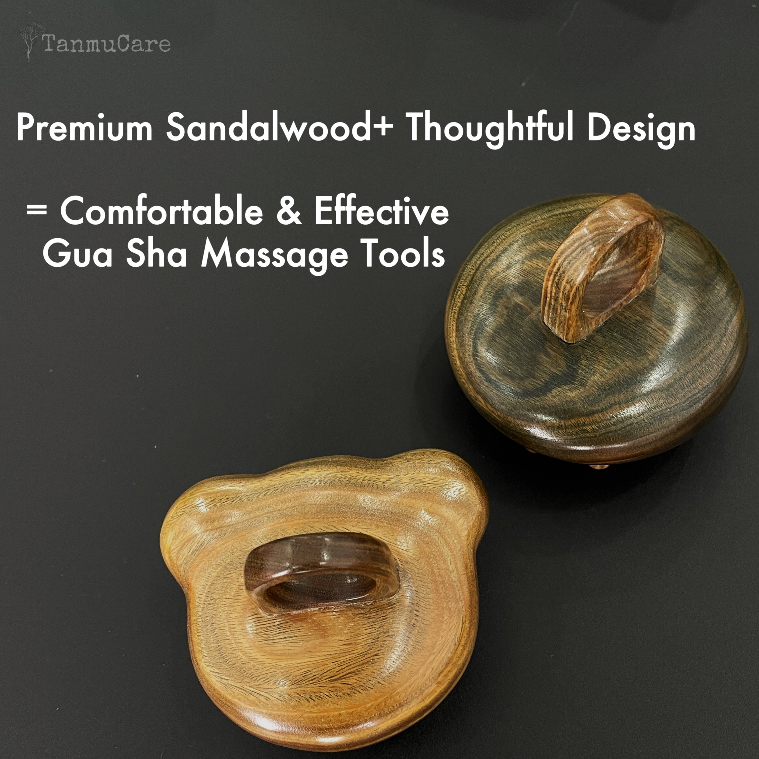 TanmuCare 16-Teeth Sandalwood Body Meridian Detox Gua Sha Massage Tool (With a ring grip)