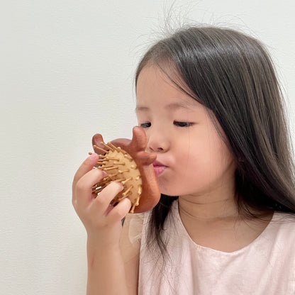 TanmuCare Hand-Carved Wooden Baby Hairbrush (No Handle) | Gentle Bamboo Bristles for Newborns & Toddlers love
