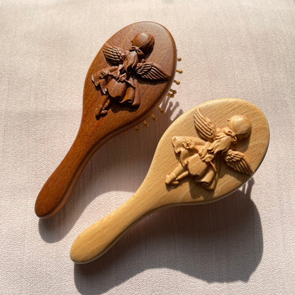 Hand-Carved Wooden Baby Hairbrush (With Handle) | for Newborns & Toddlers