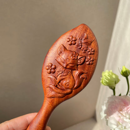 Hand-Carved Wooden Baby Hairbrush (With Handle) | for Newborns & Toddlers