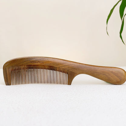 Handcrafted Green Sandalwood Hair Comb- Simple Style