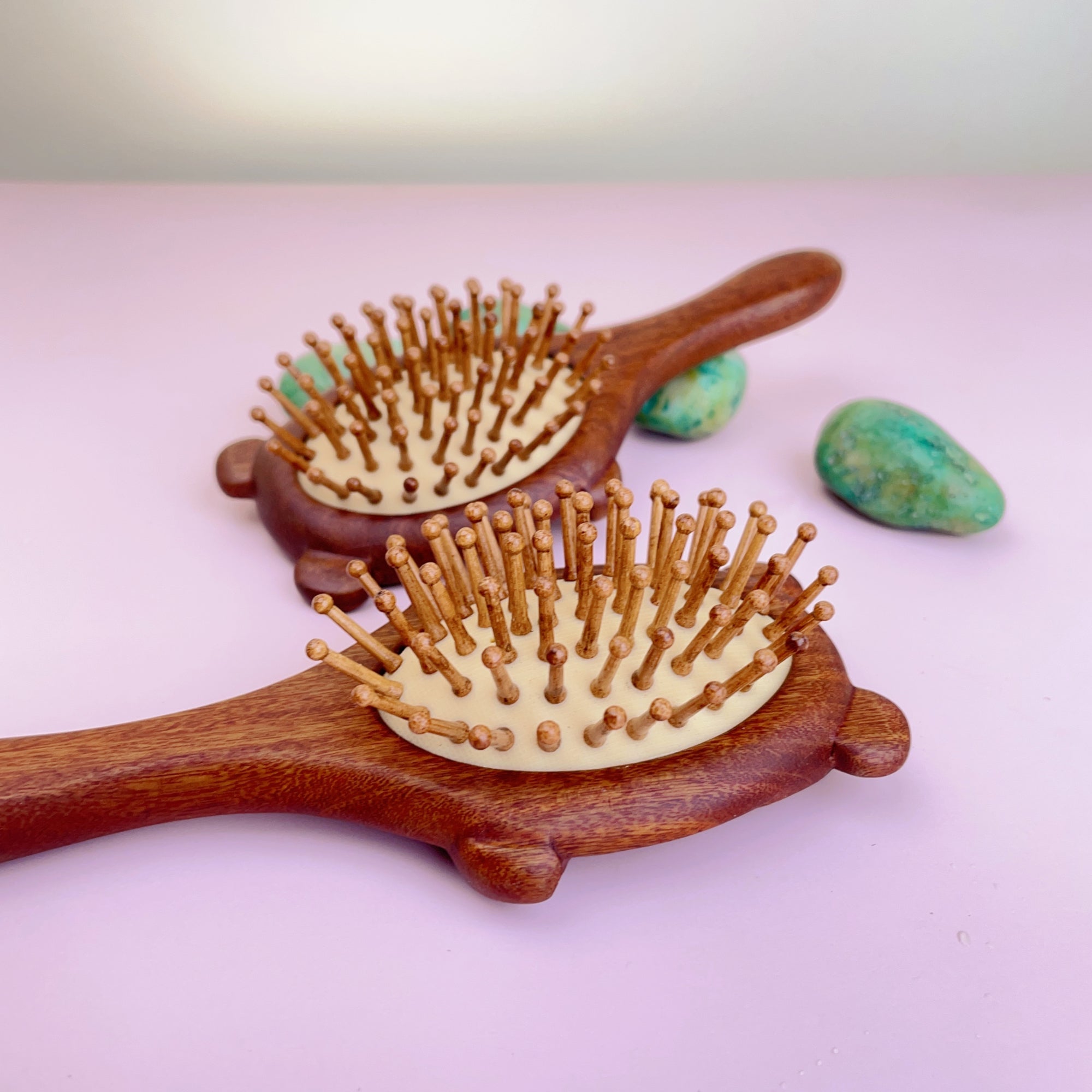 TanmuCare Hand-Carved Wooden Baby Hairbrush (With Handle) | Gentle Bamboo Bristles for Newborns & Toddlers bristles
