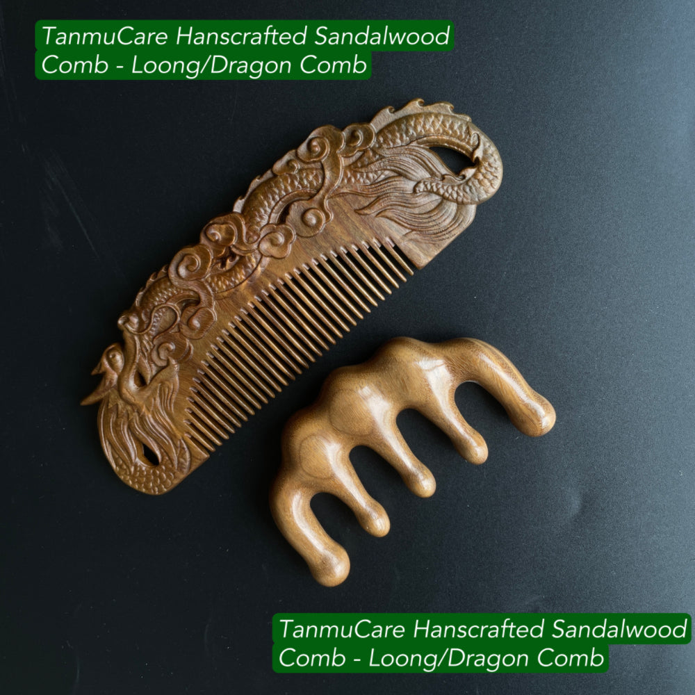 Hand carved wood store Dragon comb